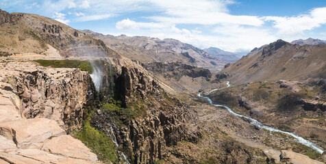 Fototapeta na wymiar Inverted waterfall in Laguna del Maule, Chile