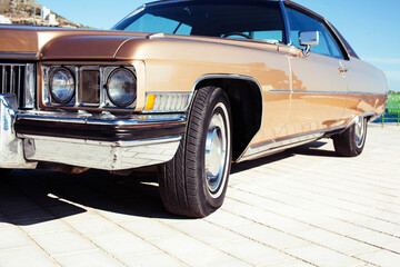 real old fashion cabriolet car at seaside touristic view lifestyle
