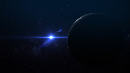 3D Rendering Moon and Dark Side with Epic Sun