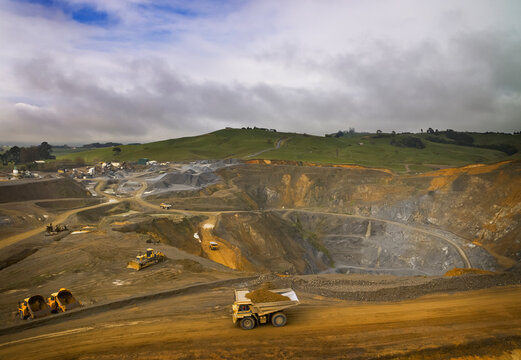Aerial view of working quarry