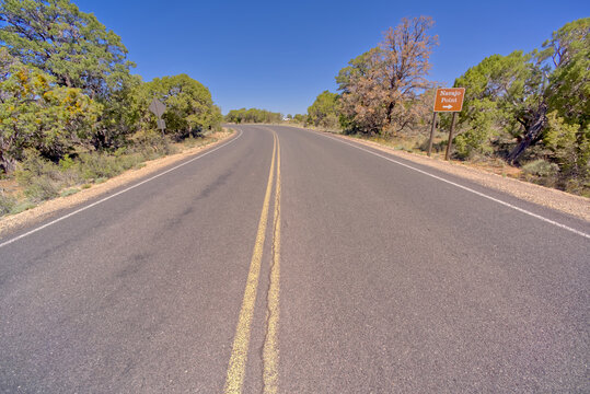 Road sign directing visitors to Navajo Point at Grand Canyon South Rim Arizona.