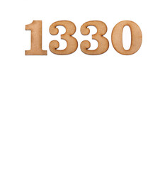 Number 1330 in wood, isolated on white background