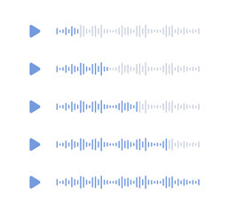 Social sound message. Audio wave of voice. Podcast soundwave line. Record music player. Volume equalizer icon with spectrum noise and button. Shapes mobile talk track for media app Vector illustration