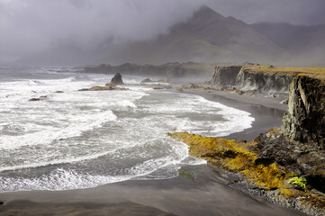 waves crashing on rocks