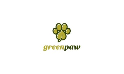 Green paw logo leaf