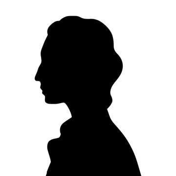 Woman Head Black and White Vector Silhouette. Beautiful Girl Fashionable Haircut style. Simple Elegant Woman Silhouette Icon Isolated.