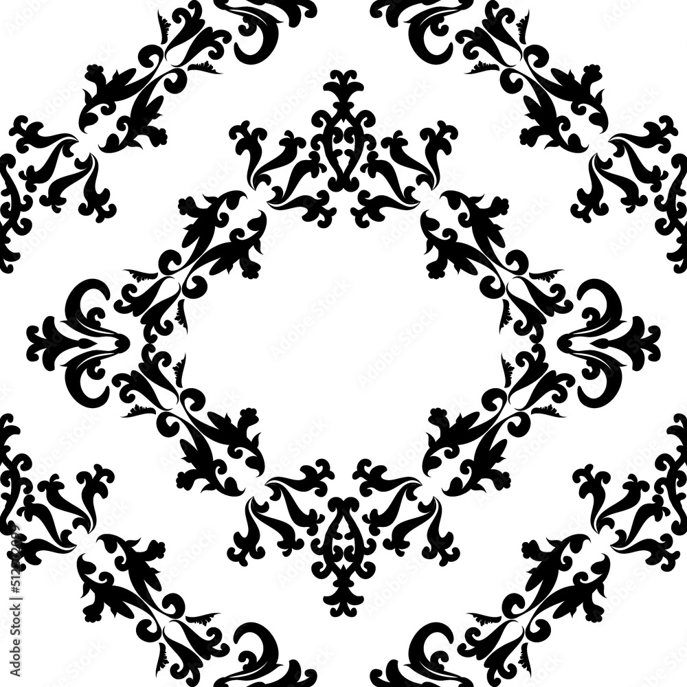 Poster seamless pattern with swirls. mehndi pattern. black and white abstraction in damask style. vector il