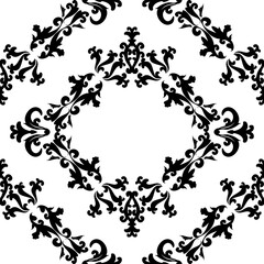 Seamless pattern with swirls. Mehndi pattern. Black and white abstraction in damask style. Vector illustration.