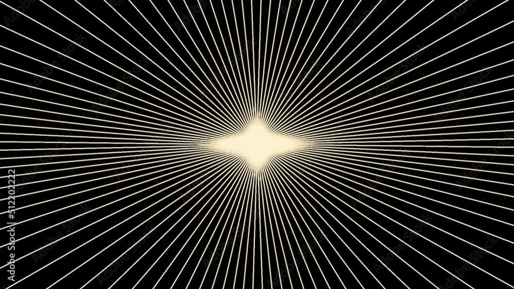Poster black background. design. bright animation on which yellow and white stripes create patterns that ro
