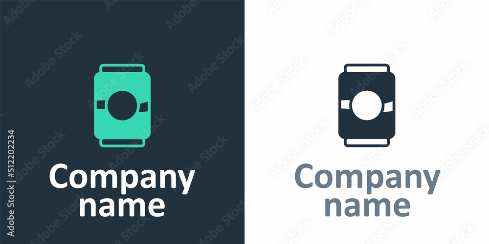 Poster logotype beer can icon isolated on white background. logo design template element. vector