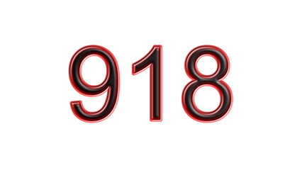 red 918 number 3d effect white background