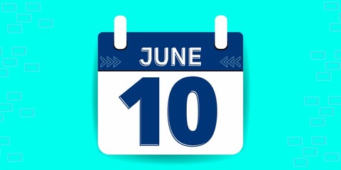 10th day of the calendar. Banner with ten on an red background with a white calendar