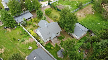Aerial photography of country house from quadrocopter