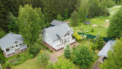 Aerial photography of country house from quadrocopter