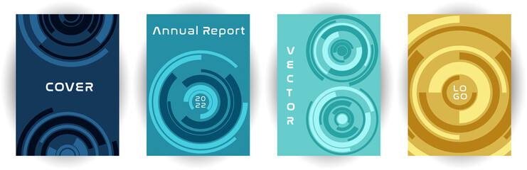 Annual report cover page layout vector collection with aim goal circle pattern concept.