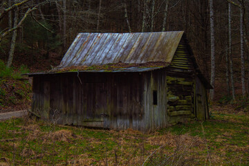 Fototapeta na wymiar old barn in the woods