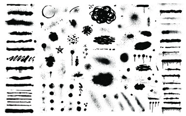 Isolated grunge set , stains and splashes of paint ,
graffiti vector design elements 
