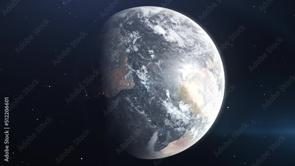 Poster beautiful animation with a view of the moon. motion . a bright rotating moon giving off different li