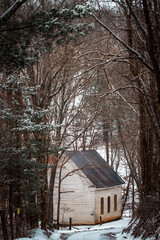 old country church in winter