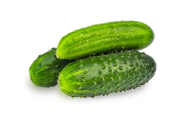 Isolated cucumbers on a white background