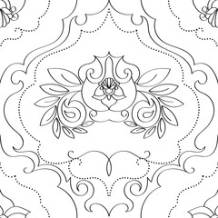 seamless botanical pattern of painted oriental motifs