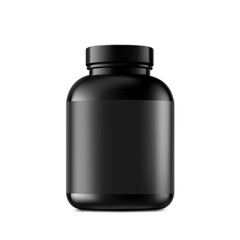 Black bottle mockup. Vector illustration isolated on white background. Perfect for health, cosmetic, pharmacy products. EPS10.