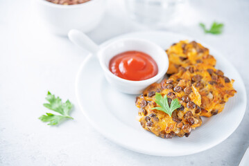 Sweet potato lentil fritters