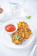 Sweet potato lentil fritters