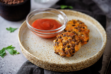 Sweet potato lentil fritters