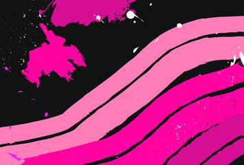 contrasting black pink background. smears of pink paint on a black background. abstract bright purple stripes. pink splashes and spots on a dark background