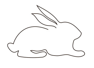 Hare in the style of one continuous line. Logo. Hare in profile. Animal. Illustration isolated on a white background