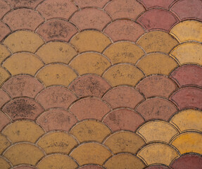 Background with modular stoneware tiles for pavement of city sidewalks