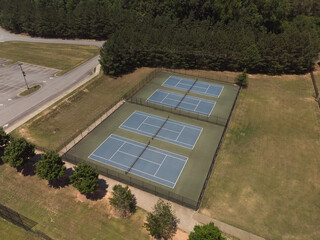 Aerial view of Tennis courts in the local Park