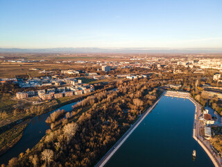 Aerial view of Rowing Venue in city of Plovdiv, Bulgaria