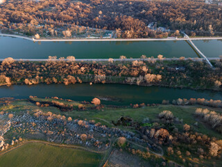 Aerial view of Rowing Venue in city of Plovdiv, Bulgaria