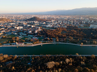 Fototapeta premium Aerial view of Rowing Venue in city of Plovdiv, Bulgaria