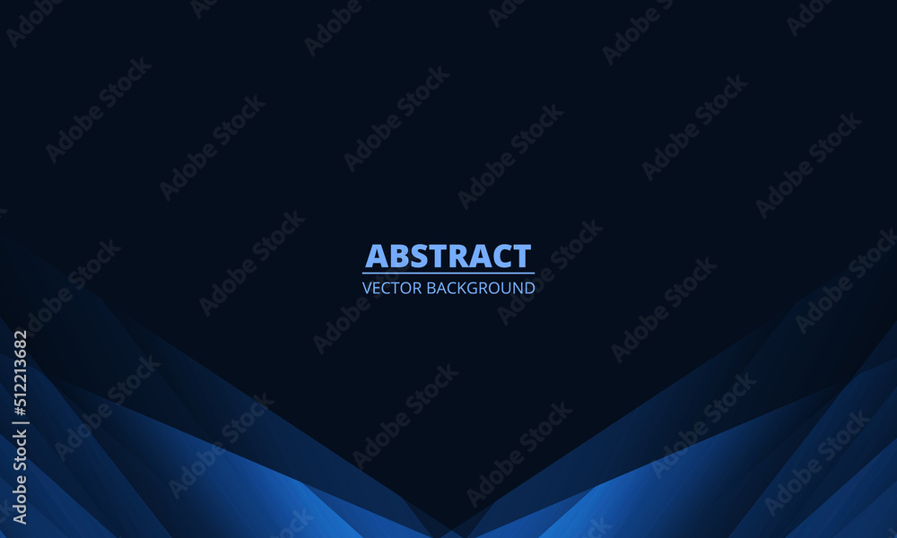 Poster Dark blue modern abstract background with abstract wings and geometric objects. Vector illustration