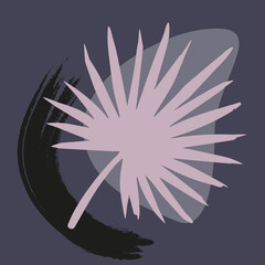 Botanical wall art set. Foliage line art drawing with abstract shape. Abstract Plant art design for print, cover, wallpaper, minimal wall art