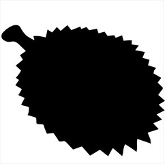 Vector, image of durian fruit icon silhouette, black and white color, with transparent background