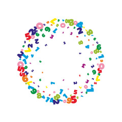 Falling bright numbers. Math study concept with flying digits. Awesome back to school mathematics banner on white background. Falling numbers vector illustration.