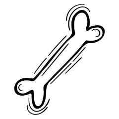 Hand drawn bone. Sketched design element. Doodle Halloween bone