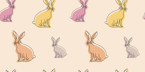 Vector color pattern of hares, rabbits or bunny on the background.