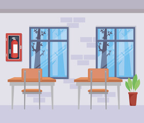 school classroom with desks