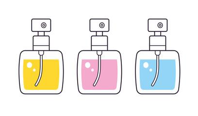 Perfume fragrance spray bottle set isolated vector