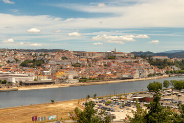 panoramic view of the city of Coimbra seen from the commercial center of the city, Portugal
