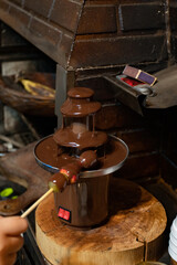 Decoração e comida típica de festa junina do Brasil. 