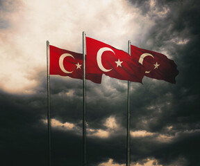turkey flag, turkish state and waving flag