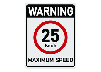 25 km per hour. Traffic sign for maximum permitted speed.