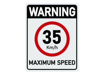35 km per hour. Traffic sign for maximum permitted speed.
