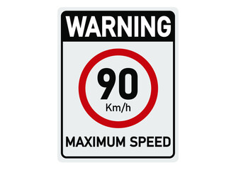 90 km per hour. Traffic sign for maximum permitted speed.
